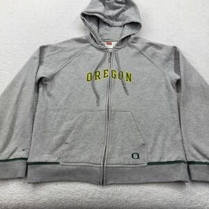 VTG 90s Nike Oregon Ducks Full Zip Hoodie Sweatshirt Grey Green XL 16-18 Women's